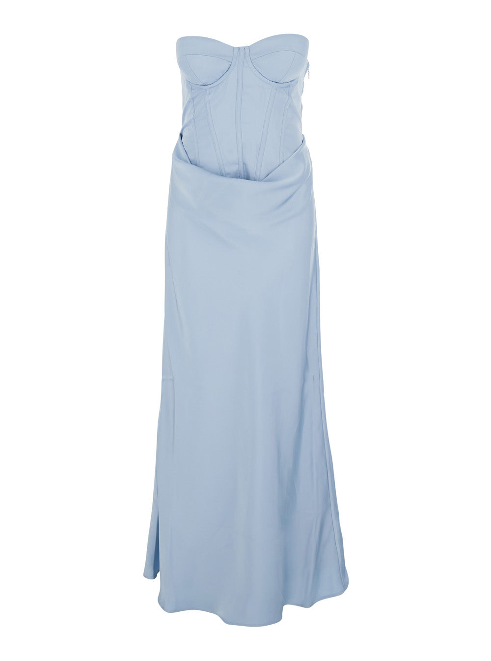 Dress Satin Corset Maxi Blue In Polyester For Women Light Long