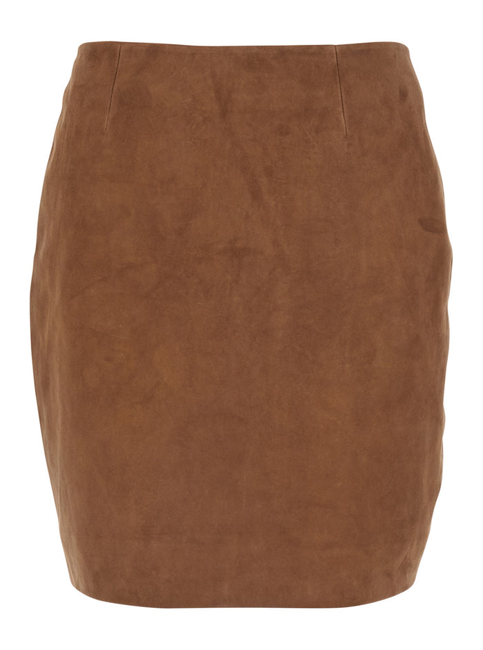 Suede Mini Skirt Brown In Leather Women Goat