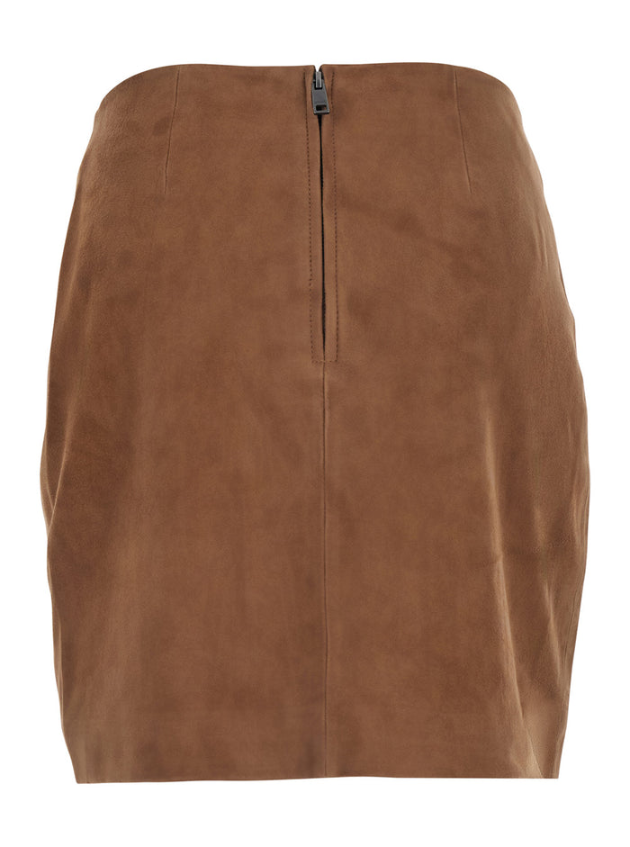 Suede Mini Skirt Brown In Leather Women Goat