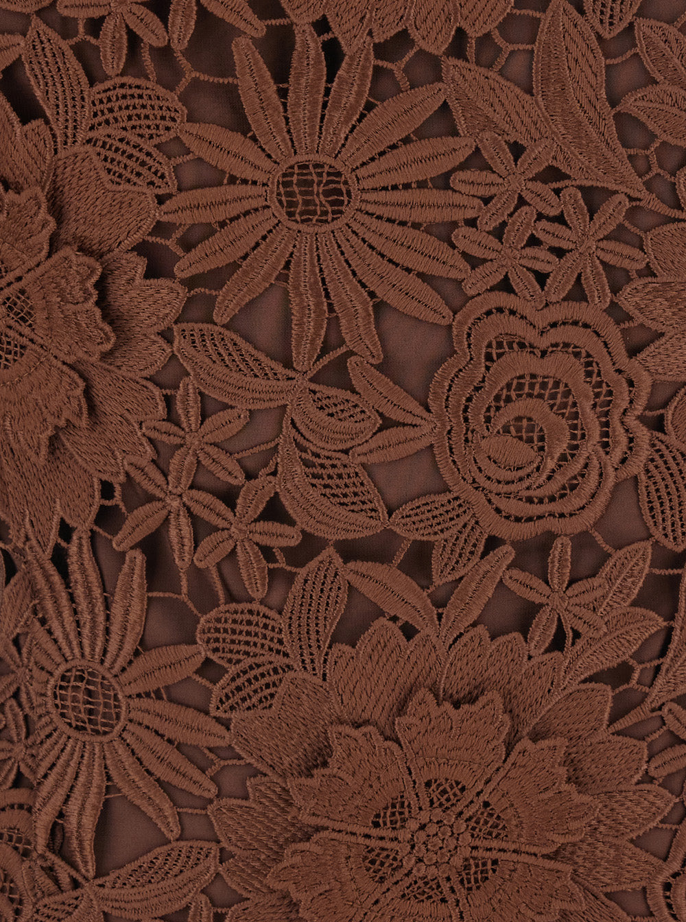 Midi Dress 3d Lace Brown With Details In Polyester For Women