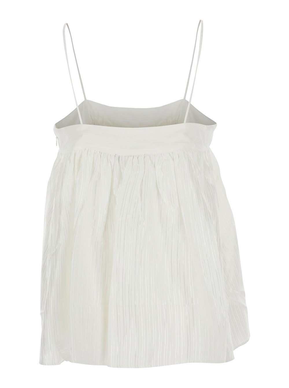 White Striped Slip Top With Adjustable Straps In Viscose And Cotton For Women Tops