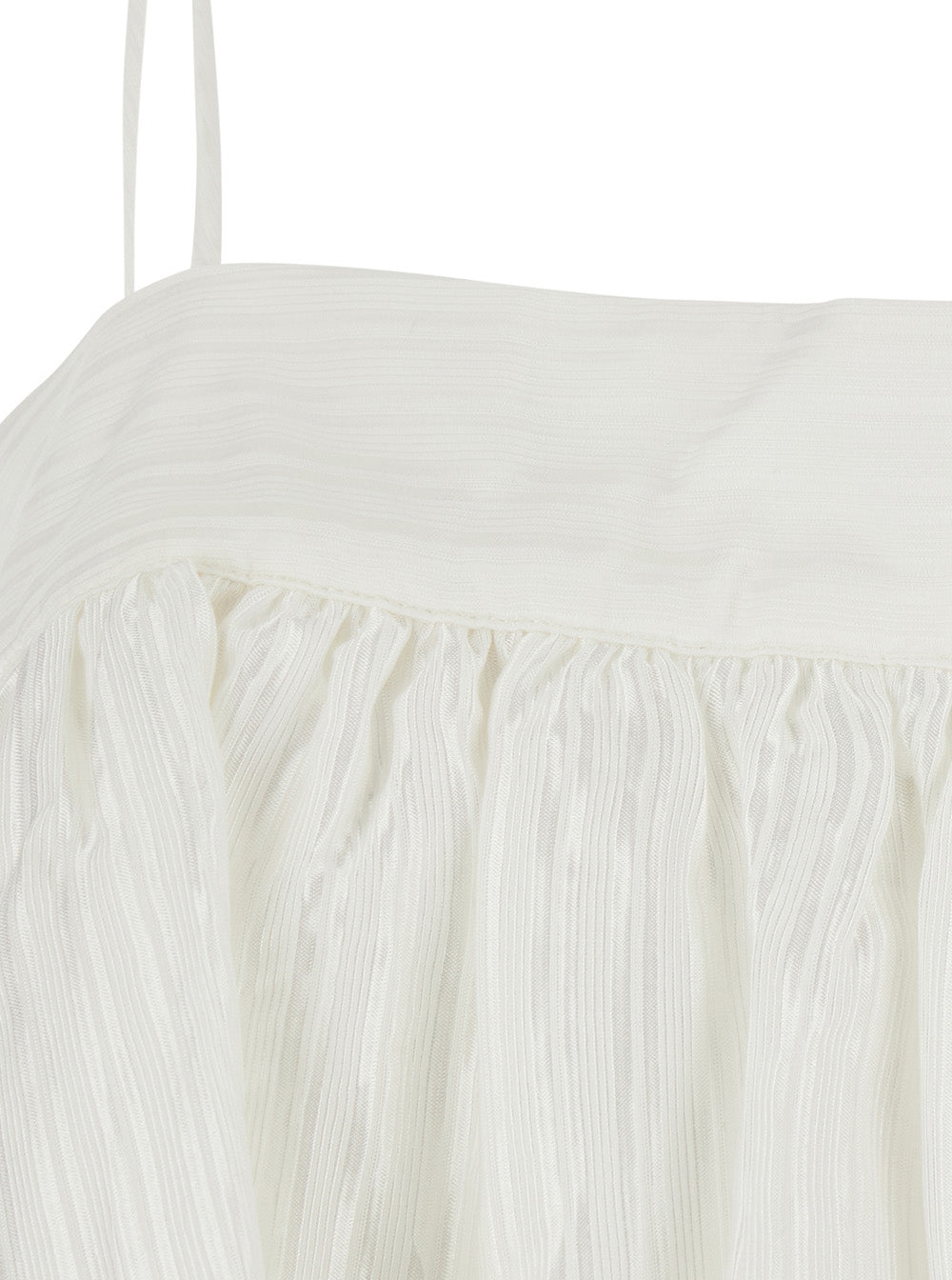 White Striped Slip Top With Adjustable Straps In Viscose And Cotton For Women Tops