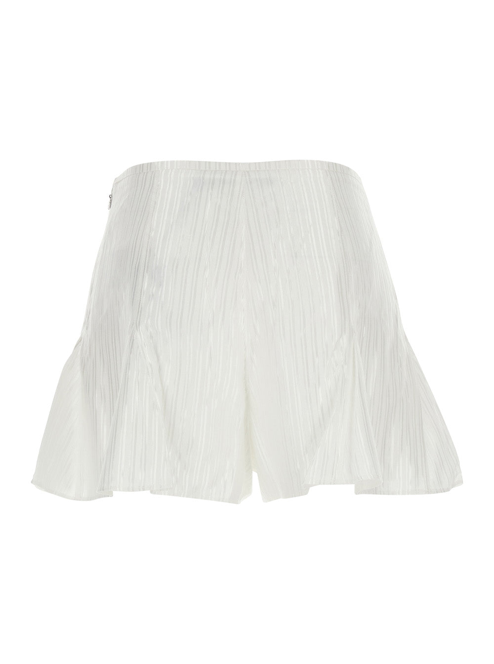 White Flowing Striped Shorts In Viscose And Cotton For Women Bermuda