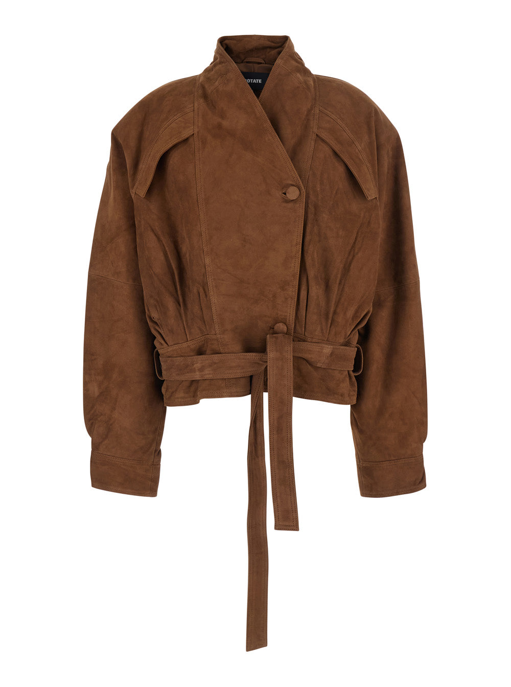 Brown Suede Leather Bomber Jacket With Front Closure For Women Goat Outerwear