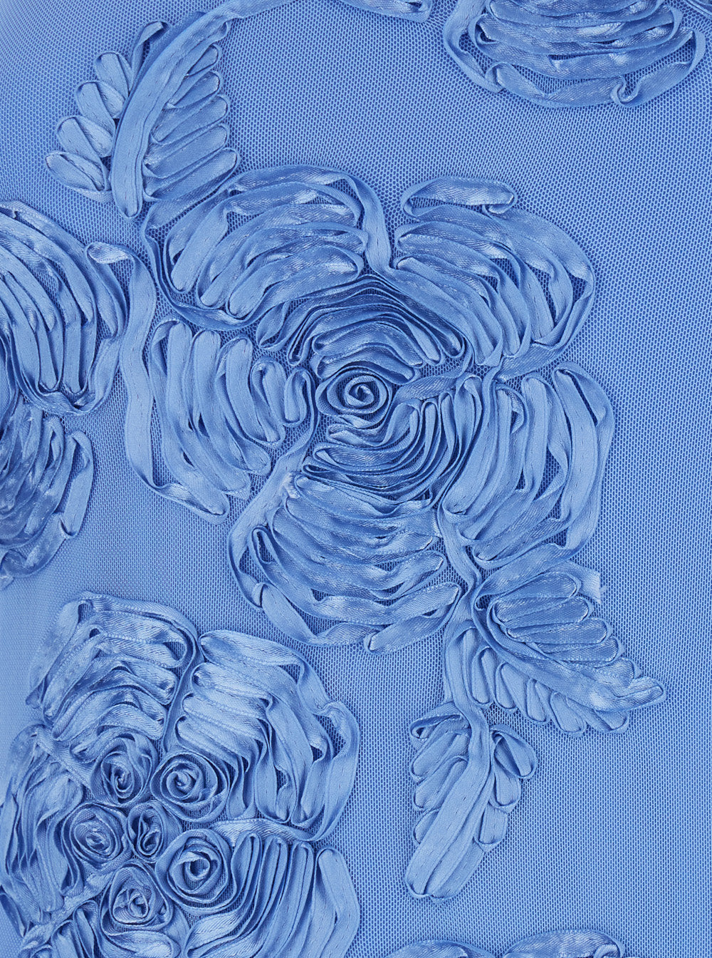 Blue Floral Dress with High Neck and All-Over Motif in Womens Fabric Light Polyester