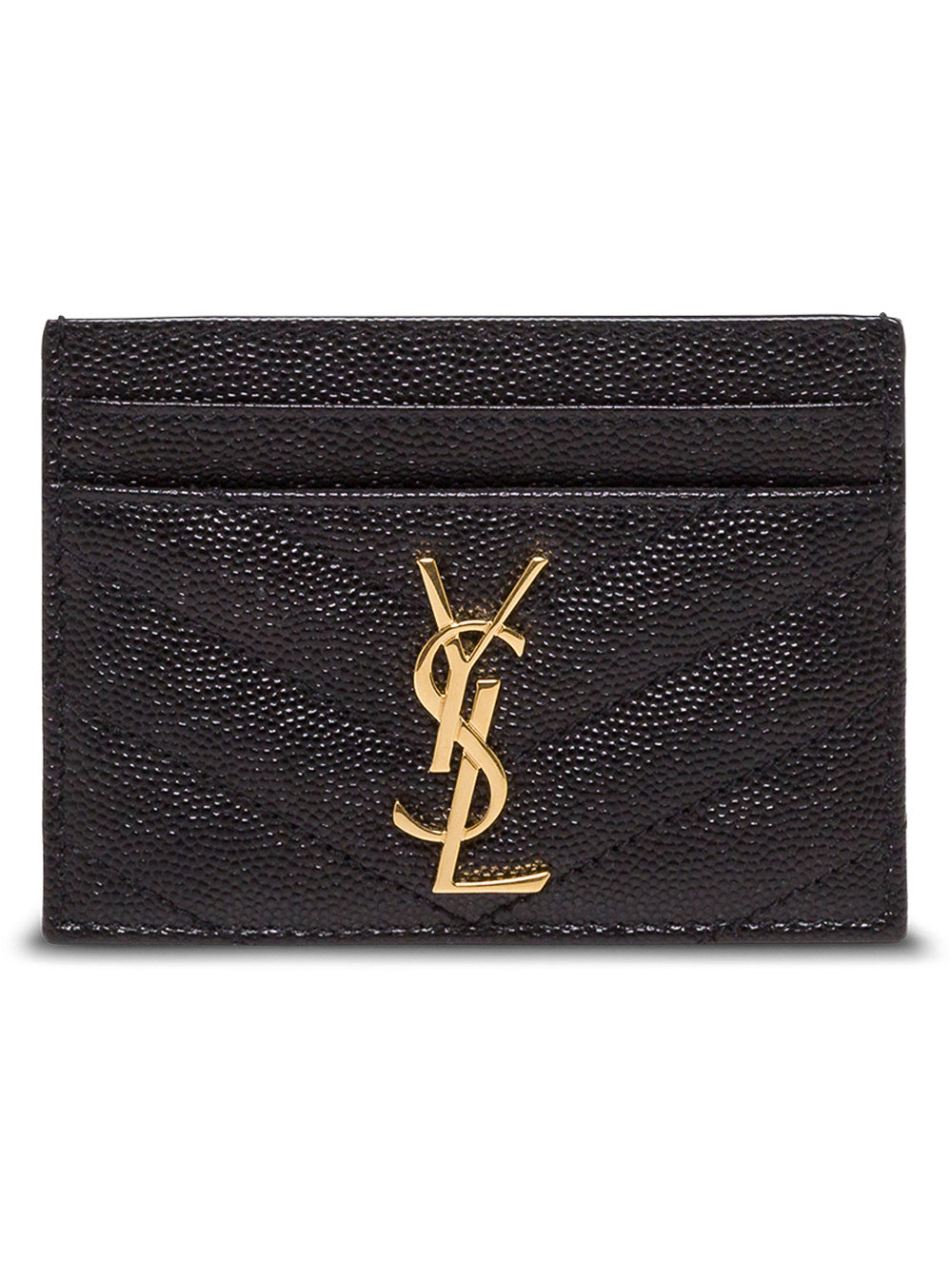Quilted Black Leather Card Holder With Logo Calf Products