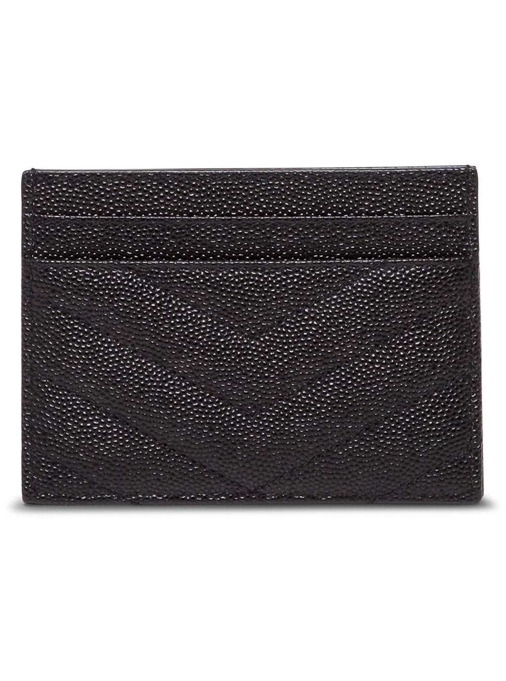 Quilted Black Leather Card Holder With Logo Calf Products