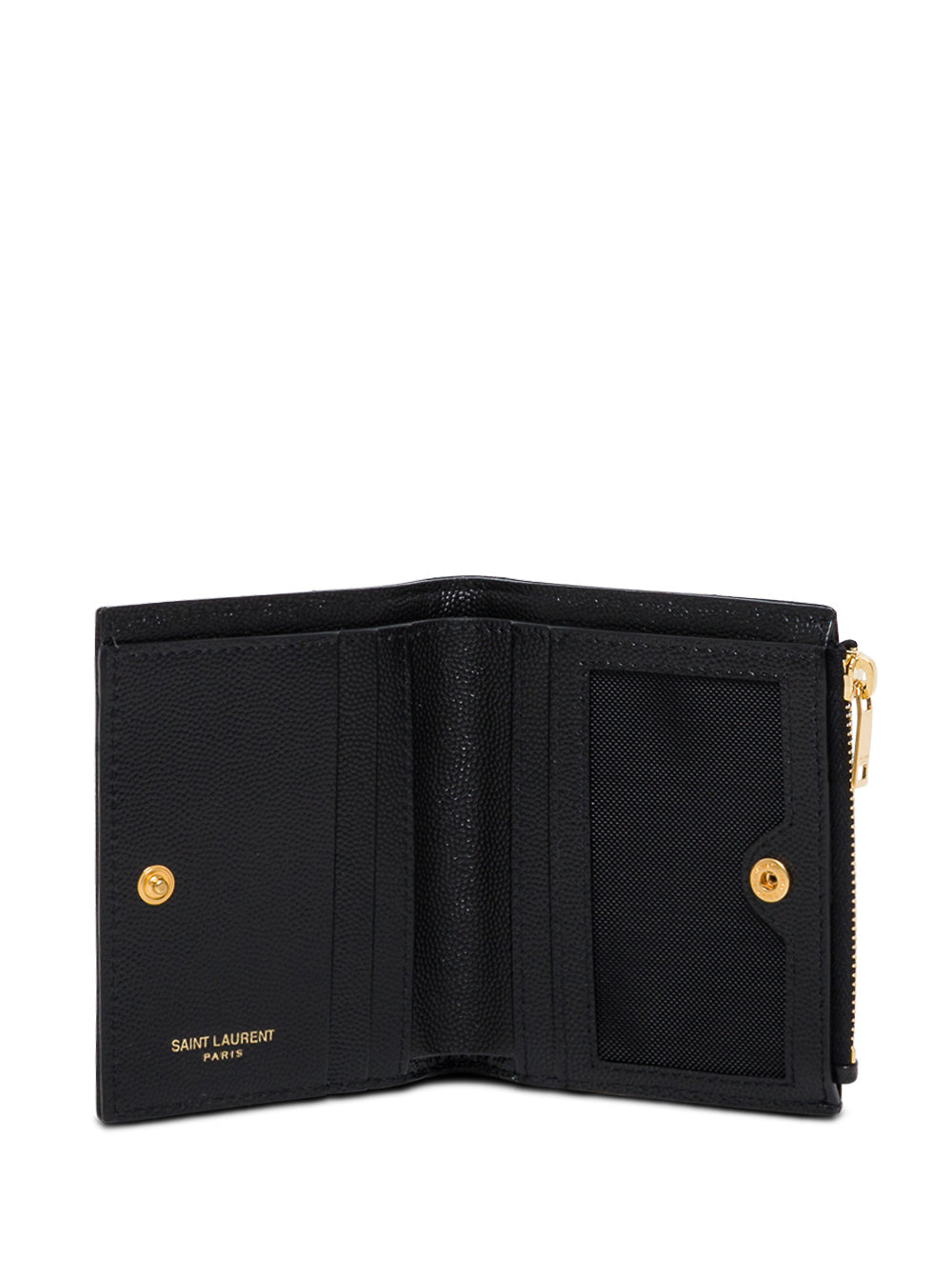 Grain De Poudre Black Leather Wallet With Metal Logo Calf Products