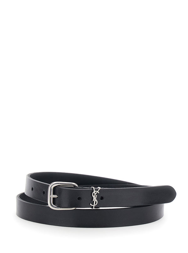 Belt Cassandre Plate Black Leather Calf