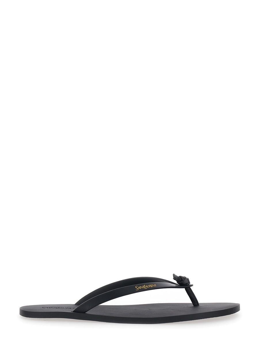 Flip-Flops Cassandra Black Leather Calf Shoe