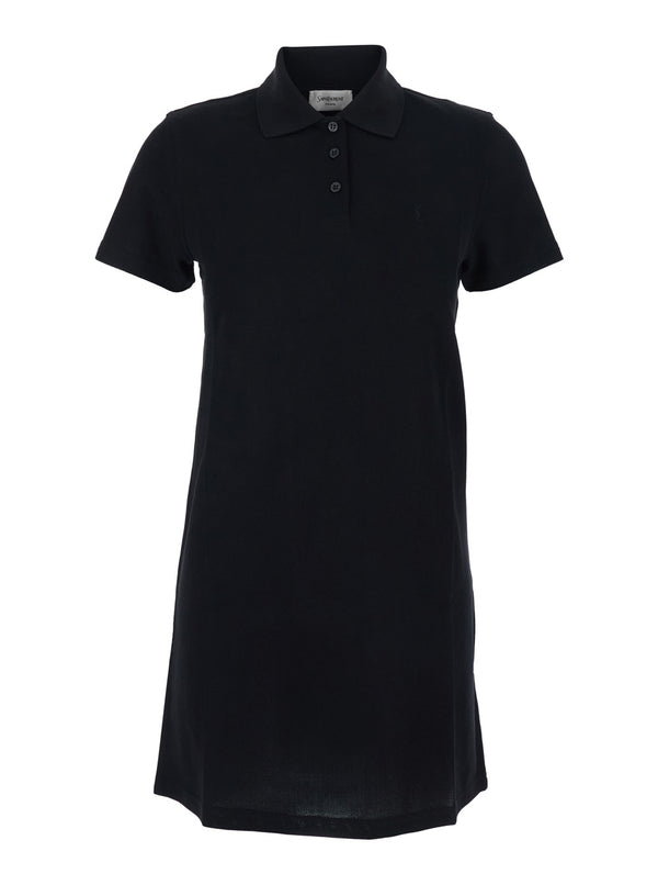 Polo Dress Embroidered Cotton Black