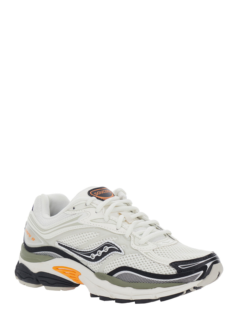 Omni 9 White Low Top Sneakers with Perforated Design and Logo Patch on the Tongue in Tech Fabric Unisex Polyurethane