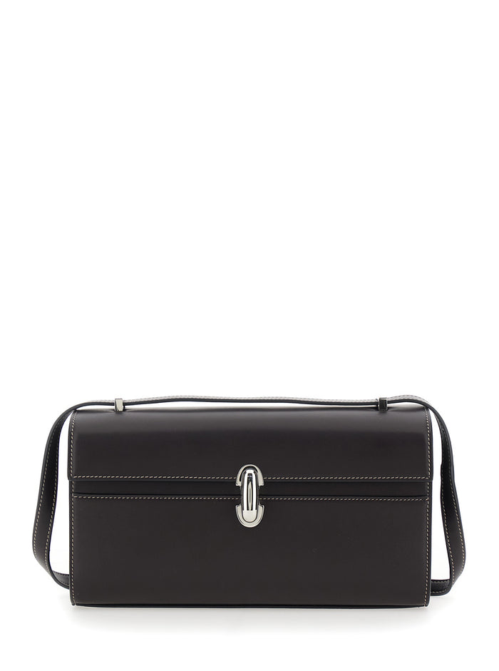 Shoulder Bag Simmetry with Top Strap and Turn Lock Closure in Brown Leather for Women Crossbody