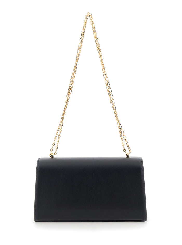 Shoulder Bag CHAIN SYMMETRY with Smooth Black Leather Detail for Women Crossbody