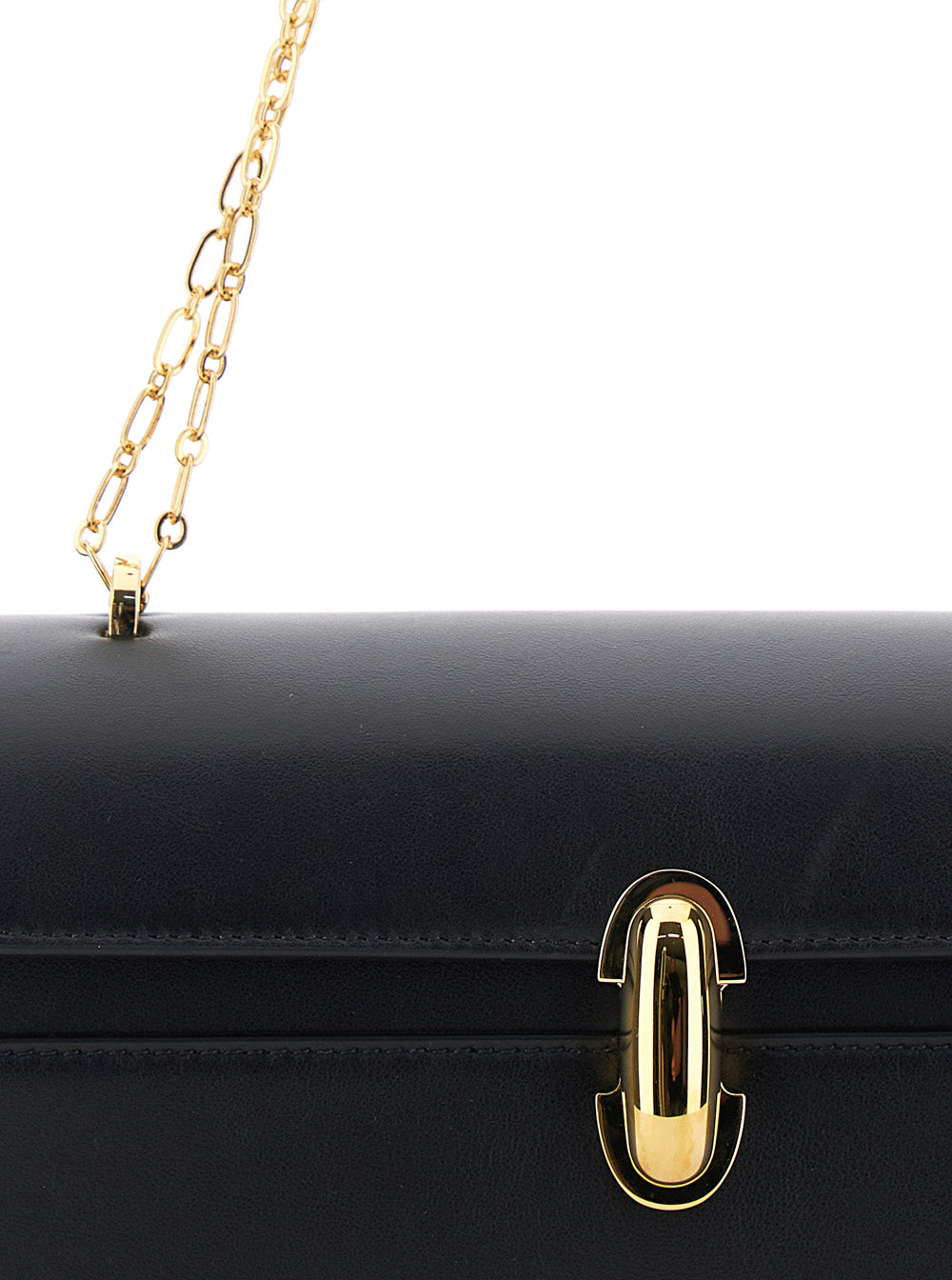 Shoulder Bag CHAIN SYMMETRY with Smooth Black Leather Detail for Women Crossbody