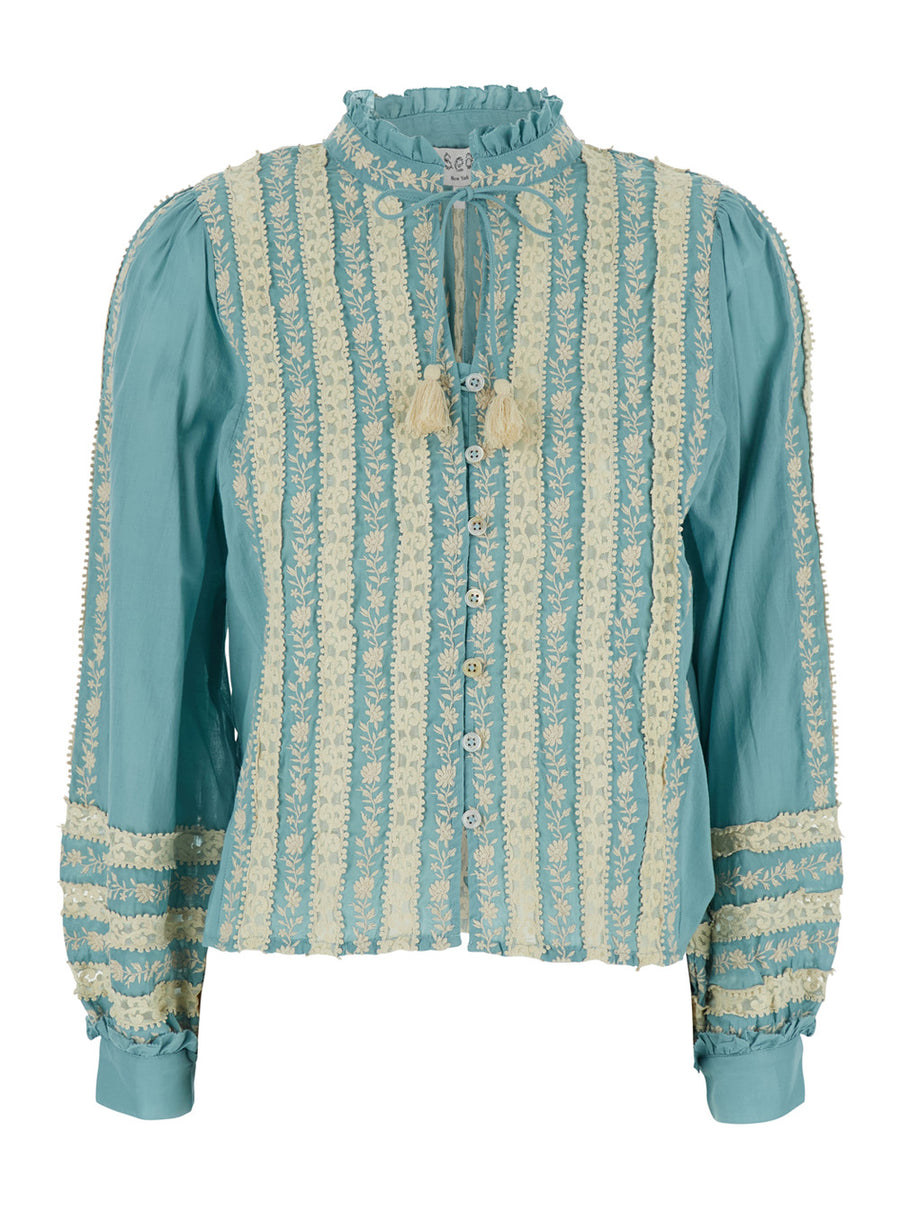 Shirt Kristen Light Blue Cotton Blouses