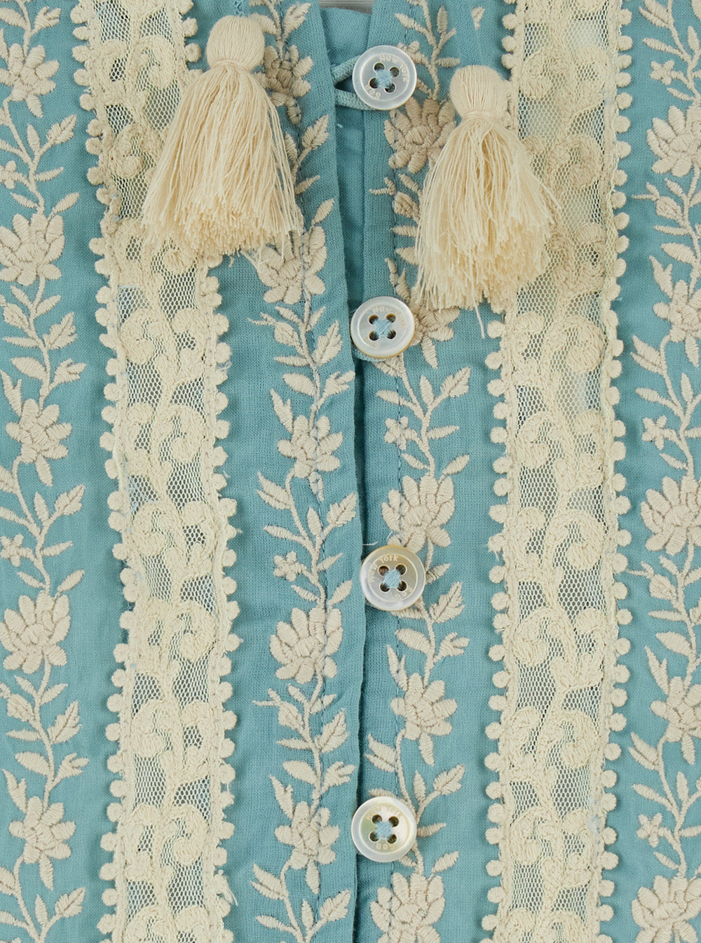 Kirsten Print L-Slv Top Light Blue Cotton Shirts And Blouses