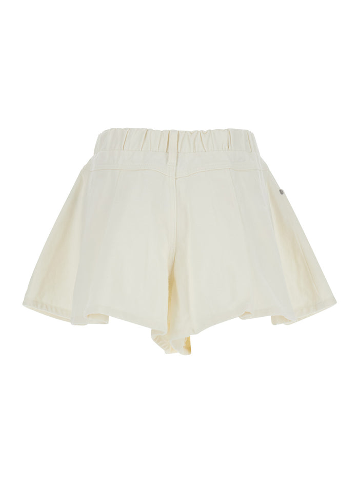 Shorts STASIA DENIM JEAN White with Front Pockets and Details for Women Cotton Viscose Bermuda