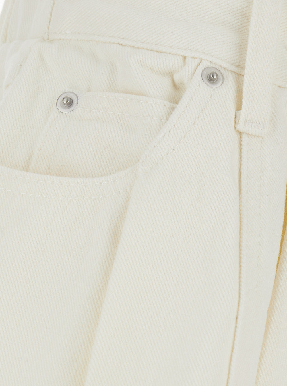 Shorts STASIA DENIM JEAN White with Front Pockets and Details for Women Cotton Viscose Bermuda