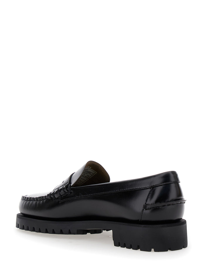 Loafers 7002ij0902 Black With Round Toe And Chunky Sole Leather For Women