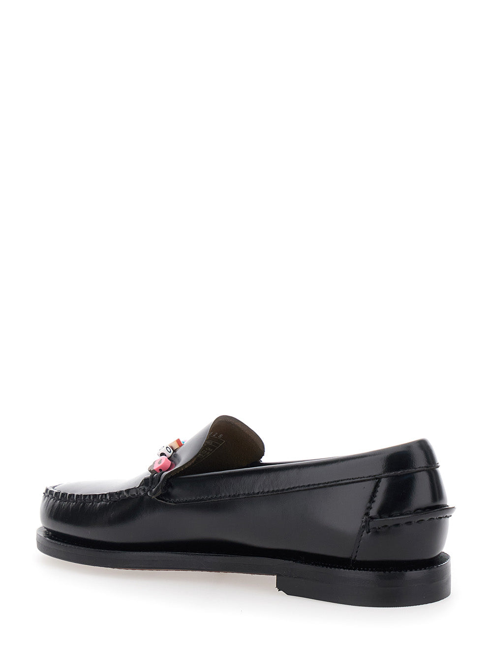 FRANK BEADS WOMAN Black Leather Loafers