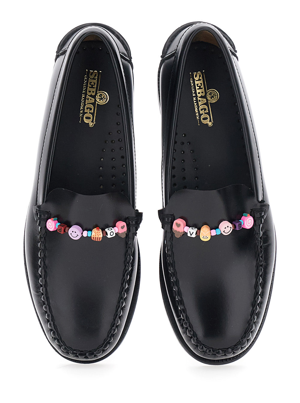 FRANK BEADS WOMAN Black Leather Loafers