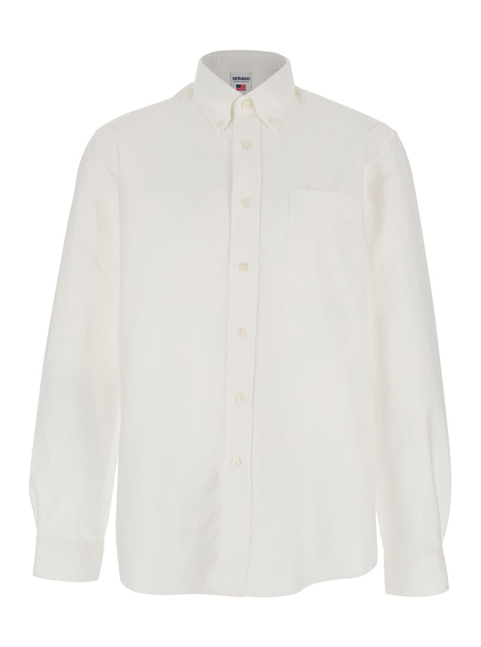 Shirt OXFORD BUTTON DOWN White with Collar and Long Sleeves in Cotton for Men Blouses
