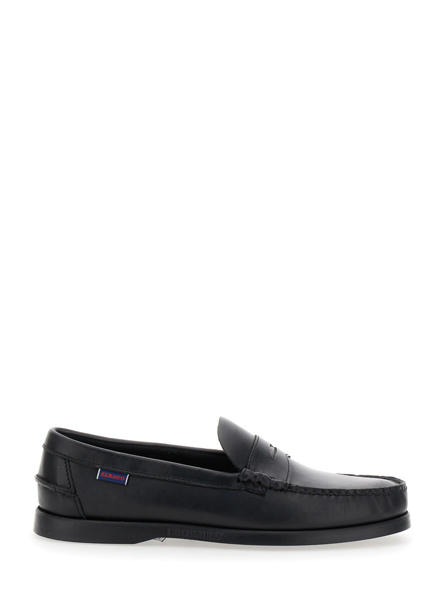 Loafers Dolphin Waxed Rubber Sole Black Leather