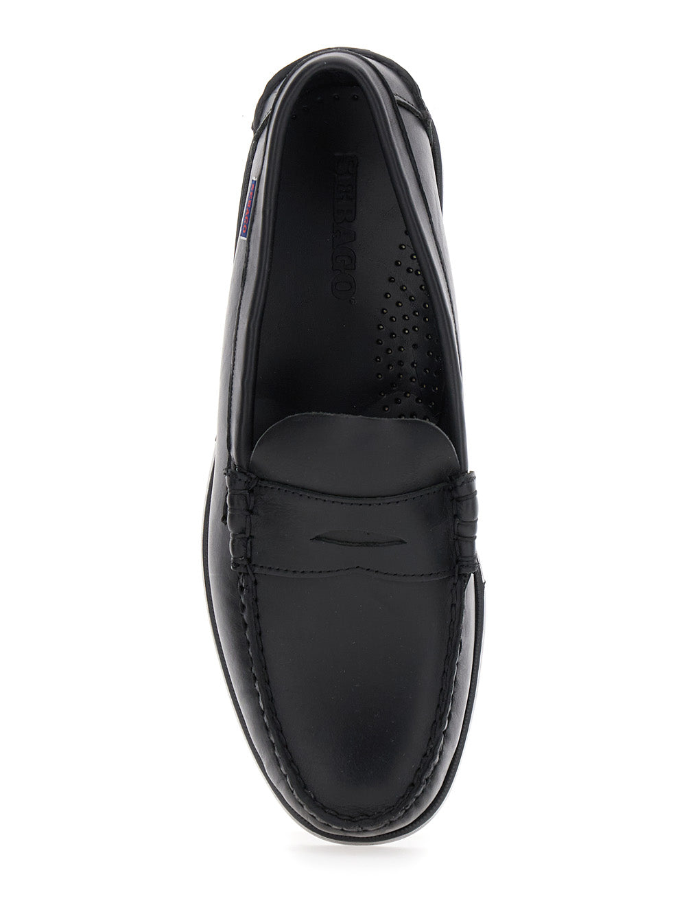 Dolphin Black Loafers With Side Logo Label And Slip On Design Leather Man