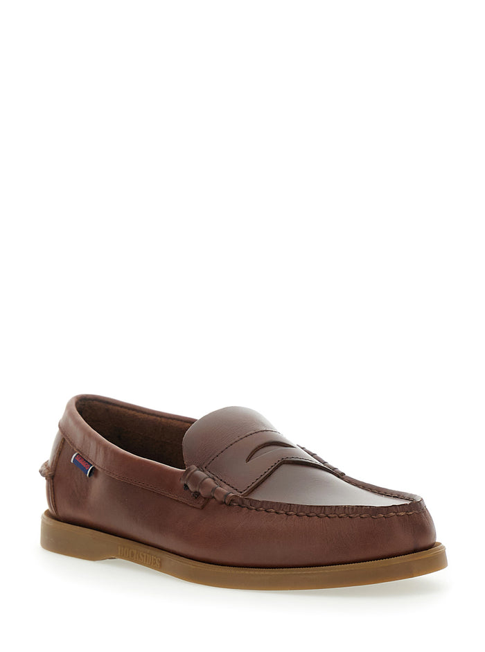 Loafers Dolphin Waxed Rubber Sole Brown Leather Men