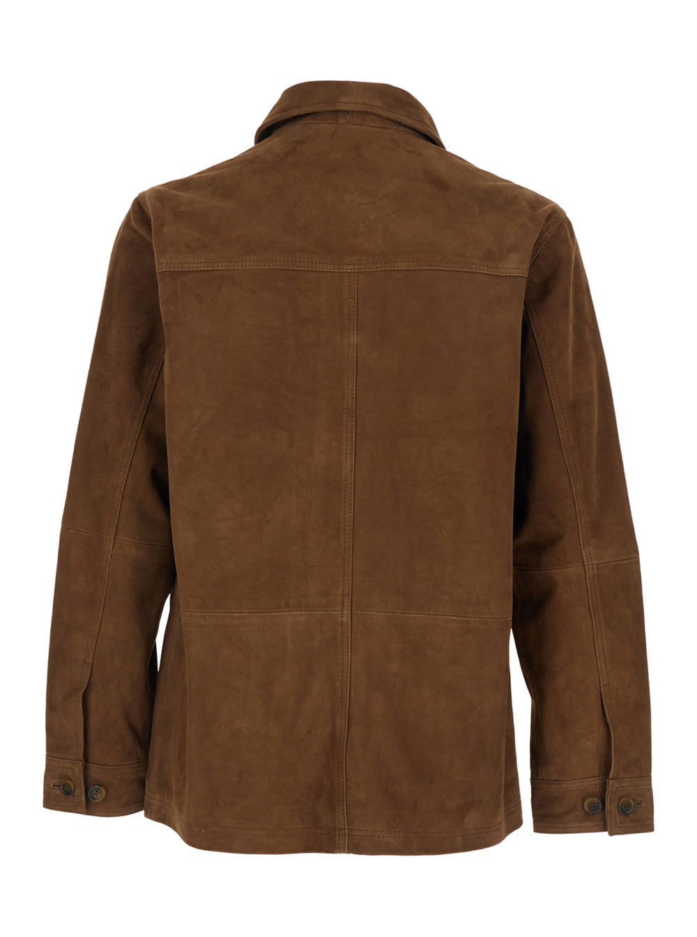 Brown SUEDE Jacket with Front Leather Closure for Men Outerwear