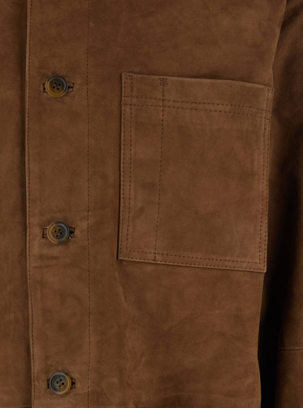 Brown SUEDE Jacket with Front Leather Closure for Men Outerwear