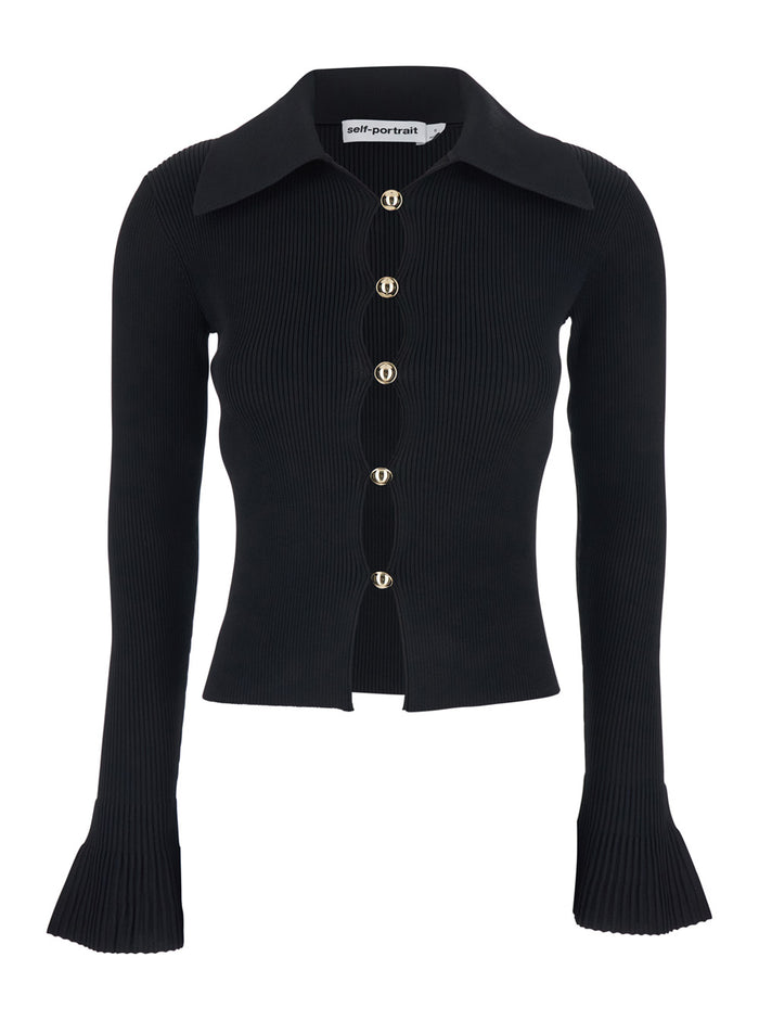 Dress With Oversized Collar And Ribbed Design Viscose Blend Black Women Polyester Polyamide