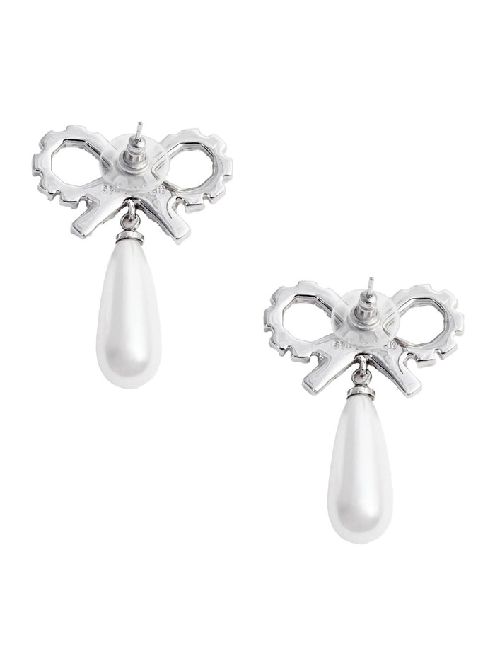 Earrings RS26631EPPEARL with Bow and Pearl Pendant in Silver Color for Women Metallic Copper
