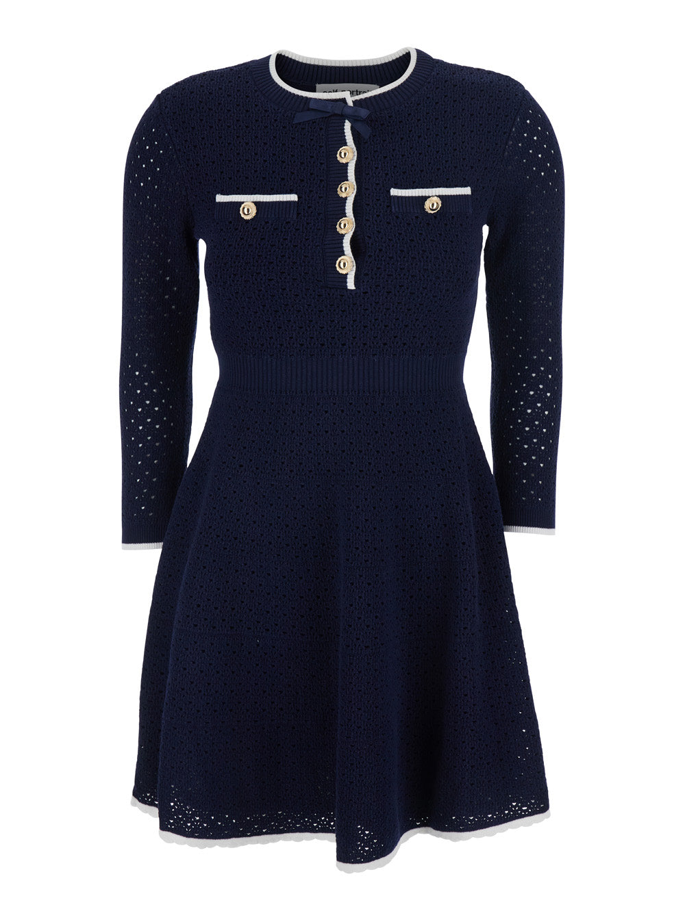 Dress Mini Navy Bow Knit With In Blue Women Blu