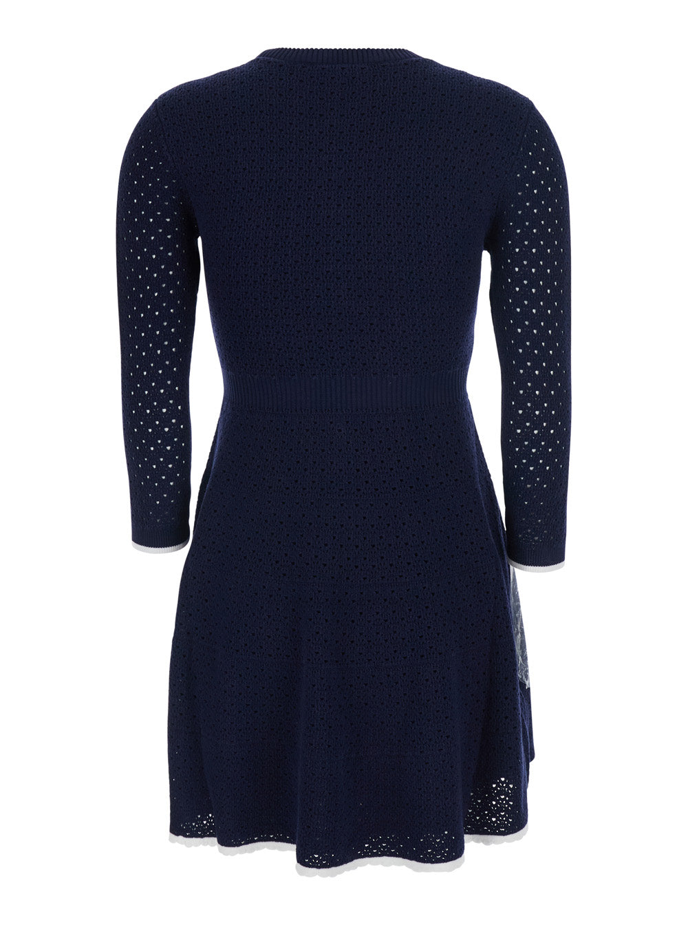 Dress Mini Navy Bow Knit With In Blue Women Blu