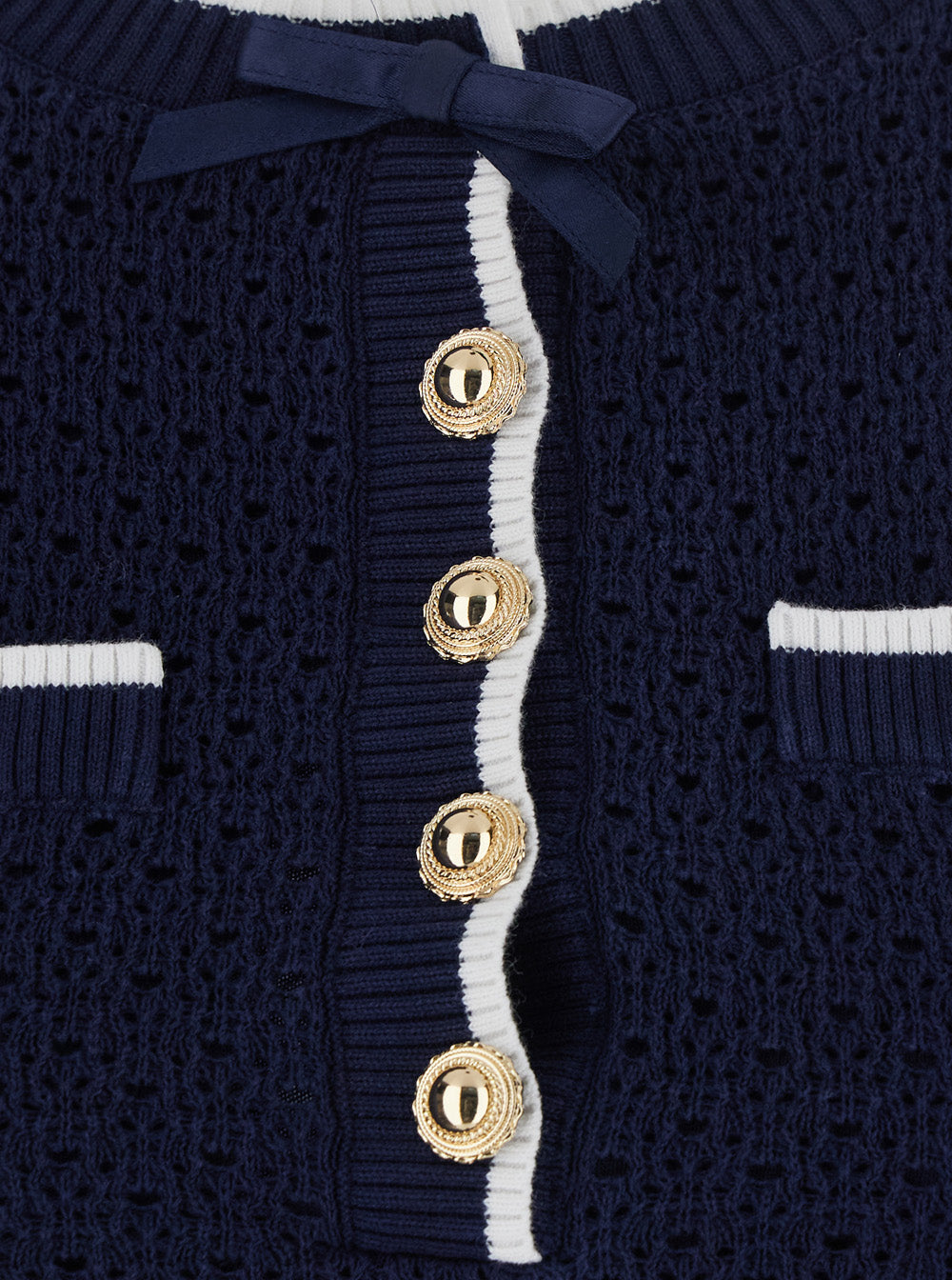 Dress Mini Navy Bow Knit With In Blue Women Blu