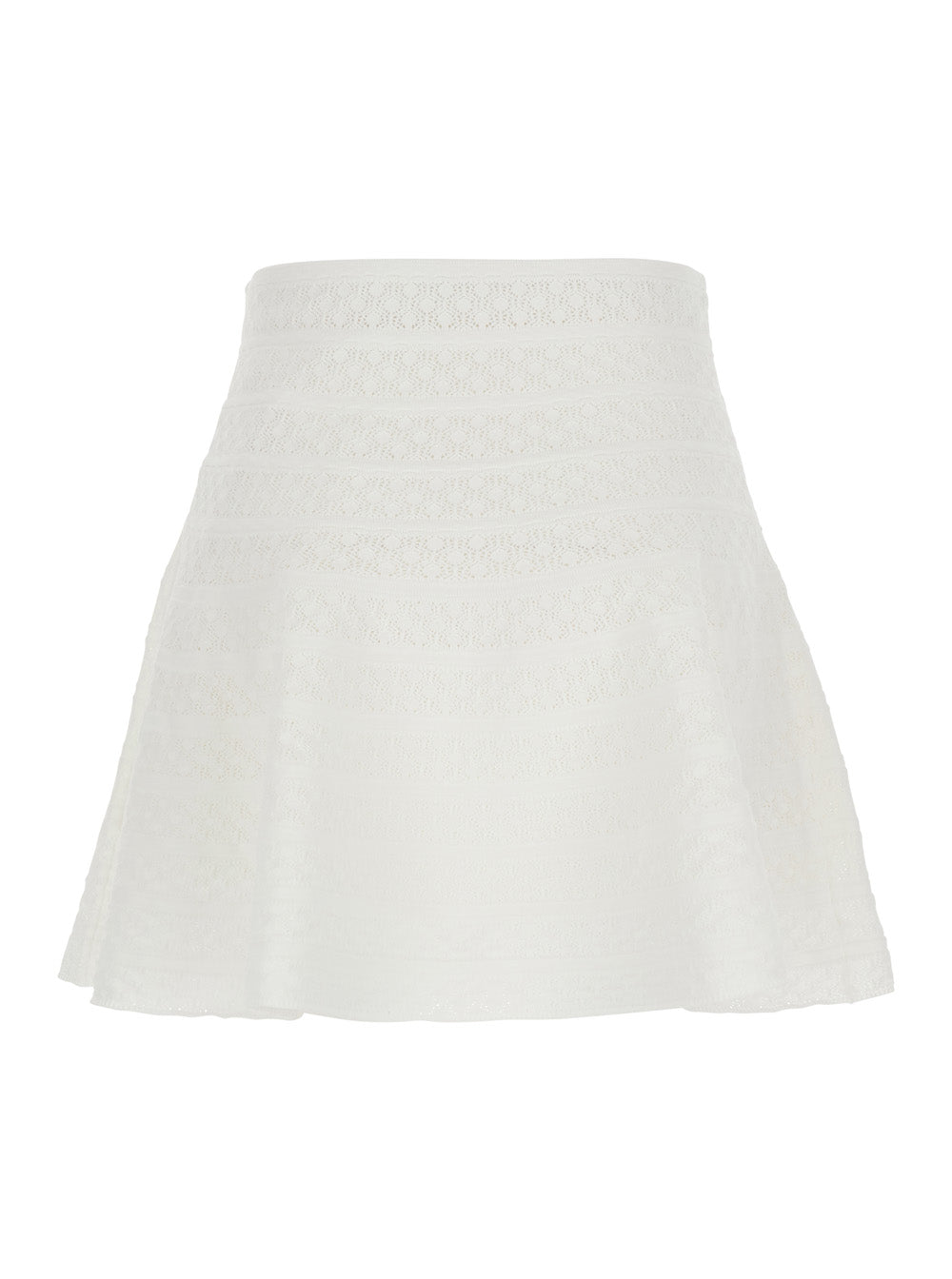 White Pointelle Knit Mini Skirt