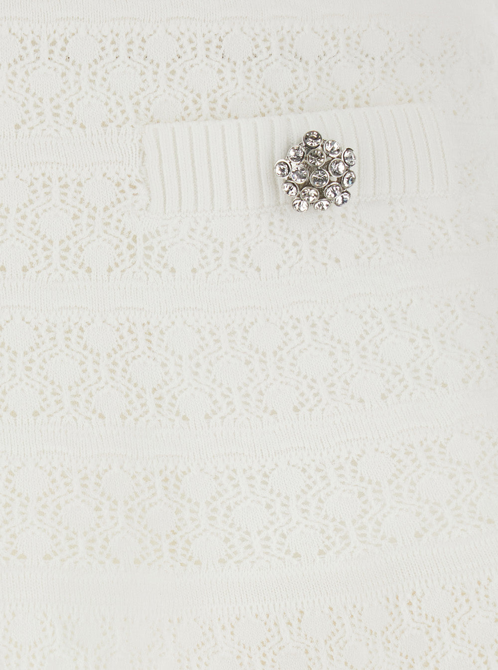 White Pointelle Knit Mini Skirt
