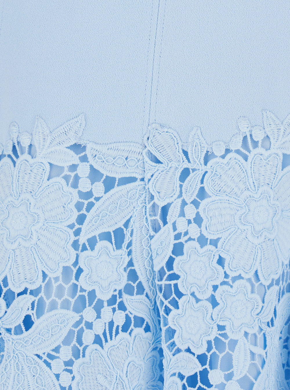 Dress Mini Crepe Lace Blue With Short Sleeves And Details - Women Blu