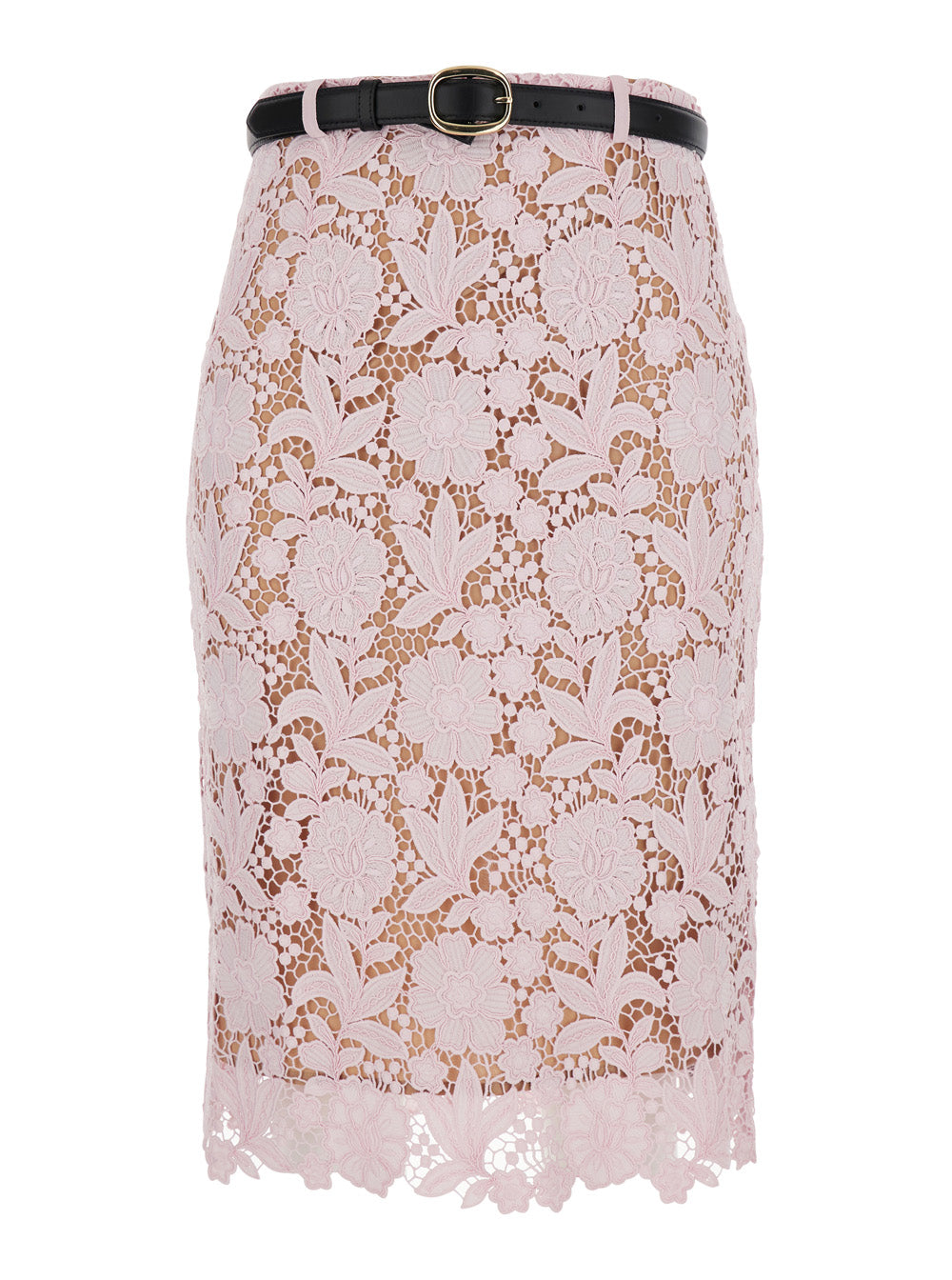 Dress Pink Lace With Details In Fabric Skirt