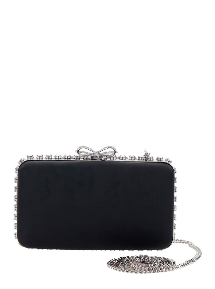 Clutch Bag BLACK SATIN CRYSTAL with Details in for Women Clutches And Pochettes