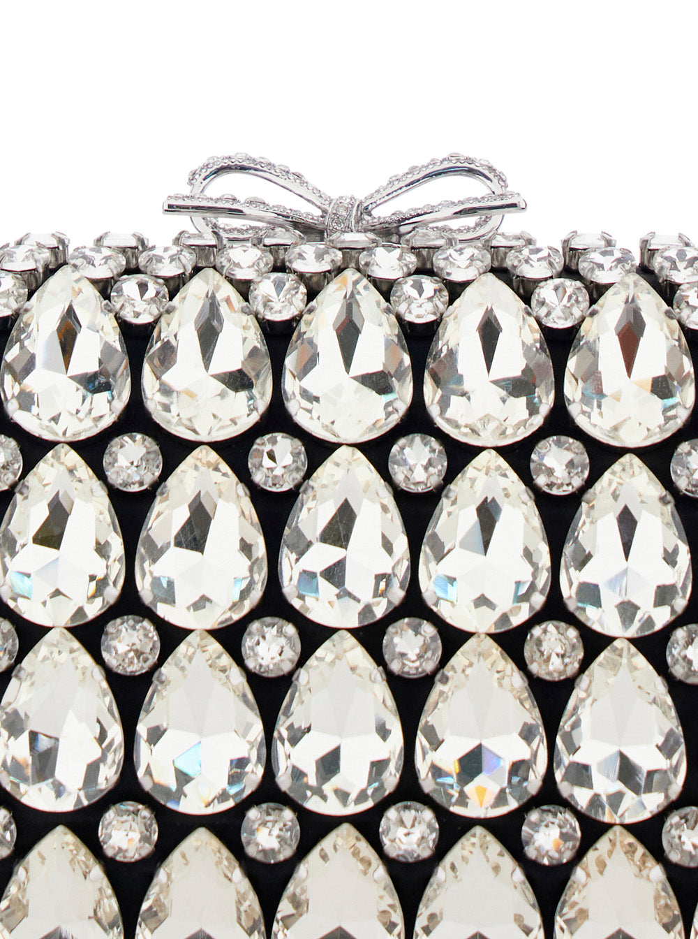 Clutch Bag BLACK SATIN CRYSTAL with Details in for Women Clutches And Pochettes