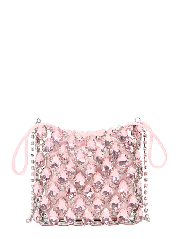 Handbag Crystal Chainmail Mini Pink Tech Fabric Handbags