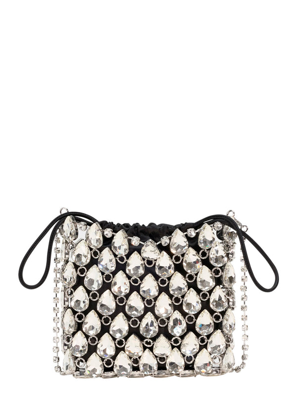 Handbag Crystal Chainmail Mini Silver Metallic Fabric Handbags