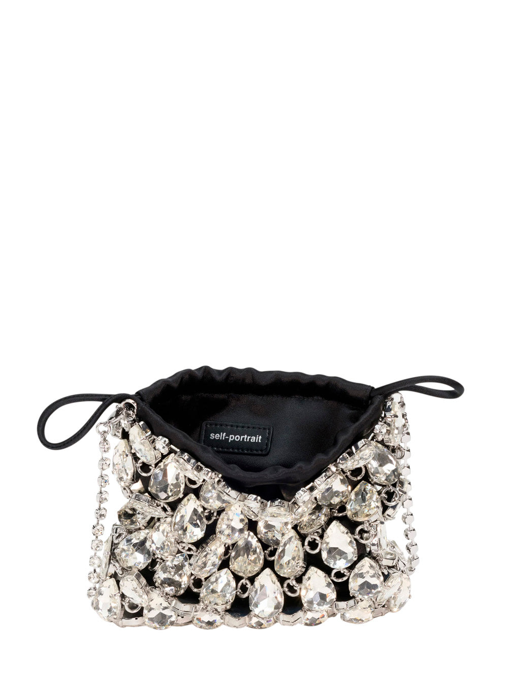 Handbag SILVER CRYSTAL CHAINMAIL MINI BAG with Details Metallic Hand