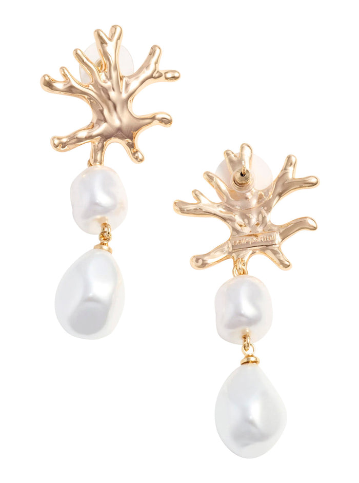 Earrings GOLD CORAL PEARL with and Details in Metallic for Women