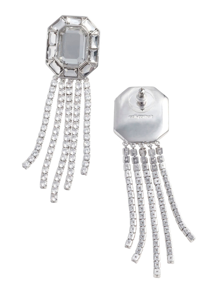 Earrings Silver Crystal Droplet With Metallic Crystals For Women