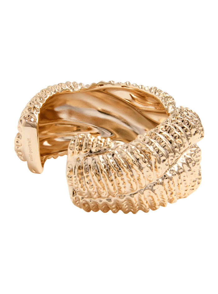 Earrings Textured Gold Twisted Cuff Metallic
