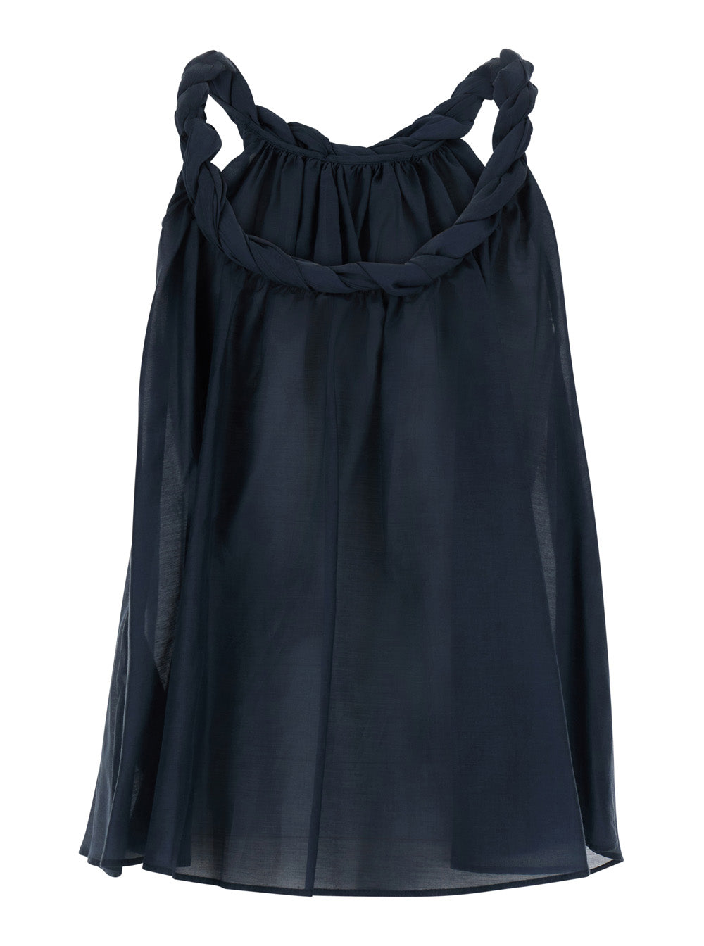Cotton Muslin Top With Intreccio Details Blue Woman Blu Tops
